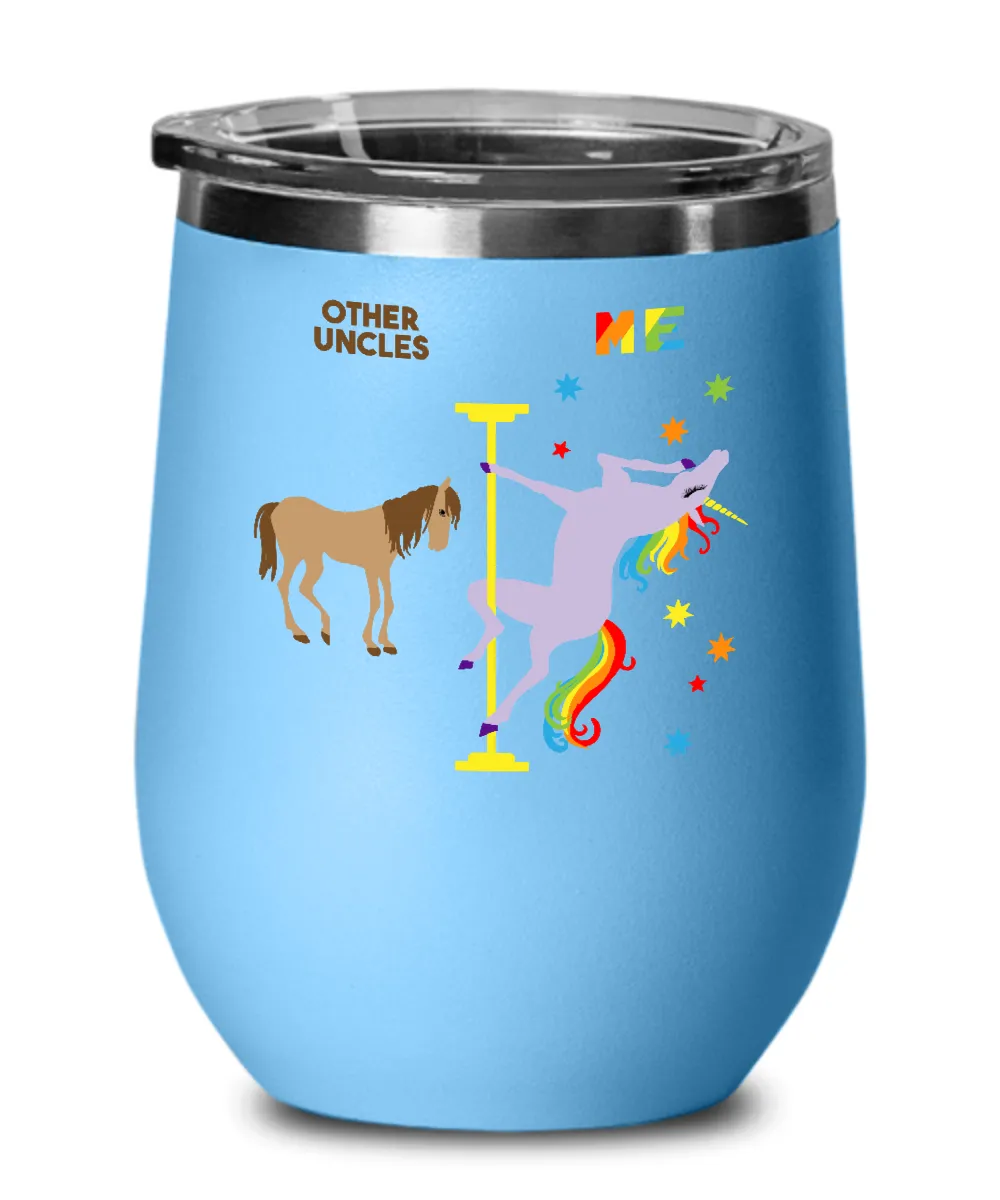 Gift For Uncle Rainbow Unicorn Insulated Wine Tumbler 12oz Travel Cup