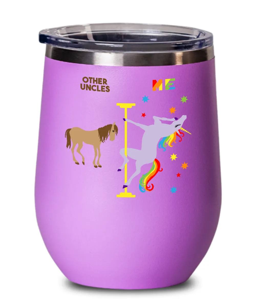 Gift For Uncle Rainbow Unicorn Insulated Wine Tumbler 12oz Travel Cup