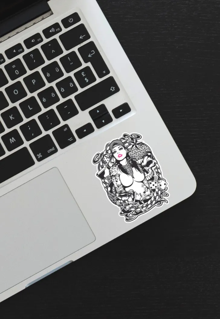 Girl With Skull And Snake Pink Balonrosu Sticker