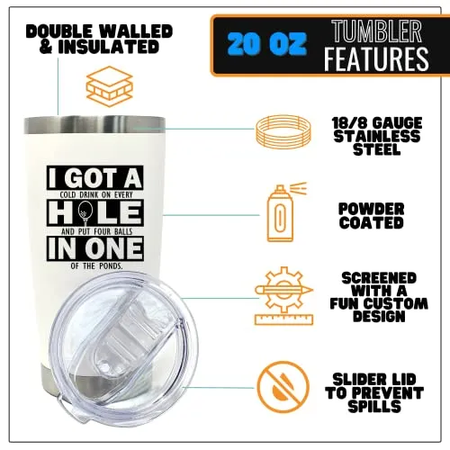 Golf Hole in One 20 oz White Tumbler for Golfers