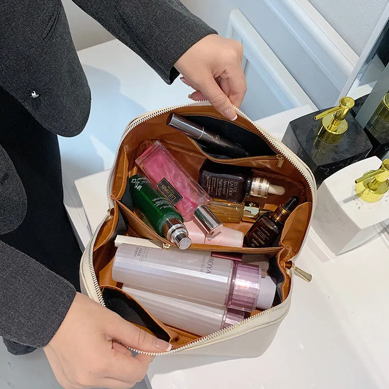 Good-looking Large Capacity Leather Wash Cosmetics Cosmetic Bags