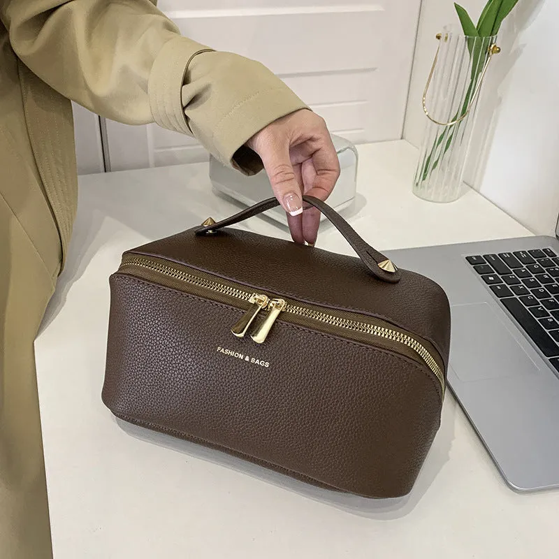 Good-looking Large Capacity Leather Wash Cosmetics Cosmetic Bags