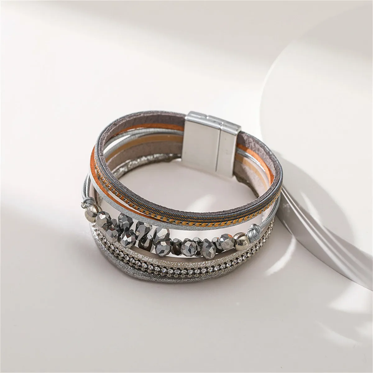 Gray & Acrylic Cubic Zirconia Layered Bracelet