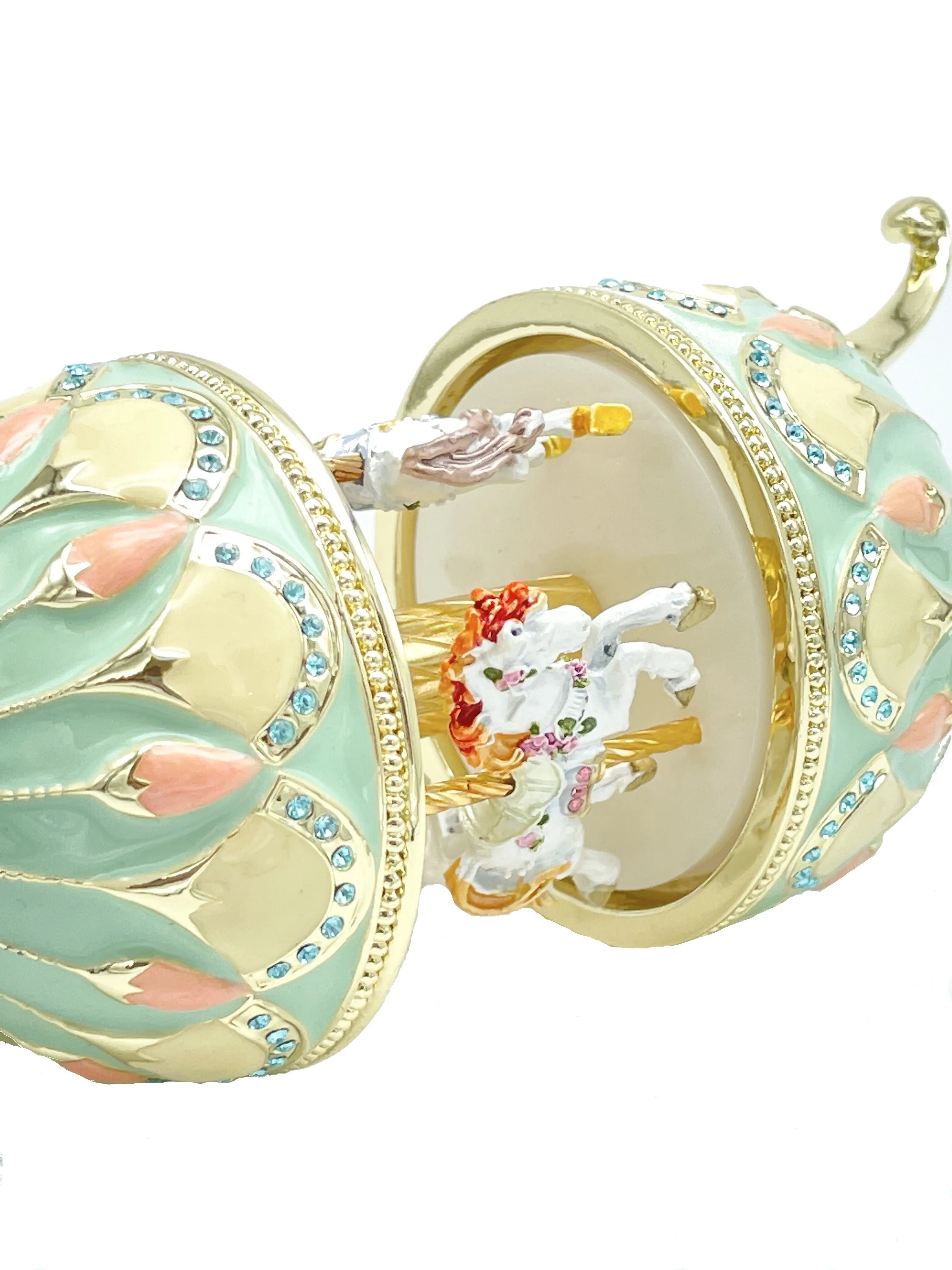 Green Musical Carousel with Royal Horses