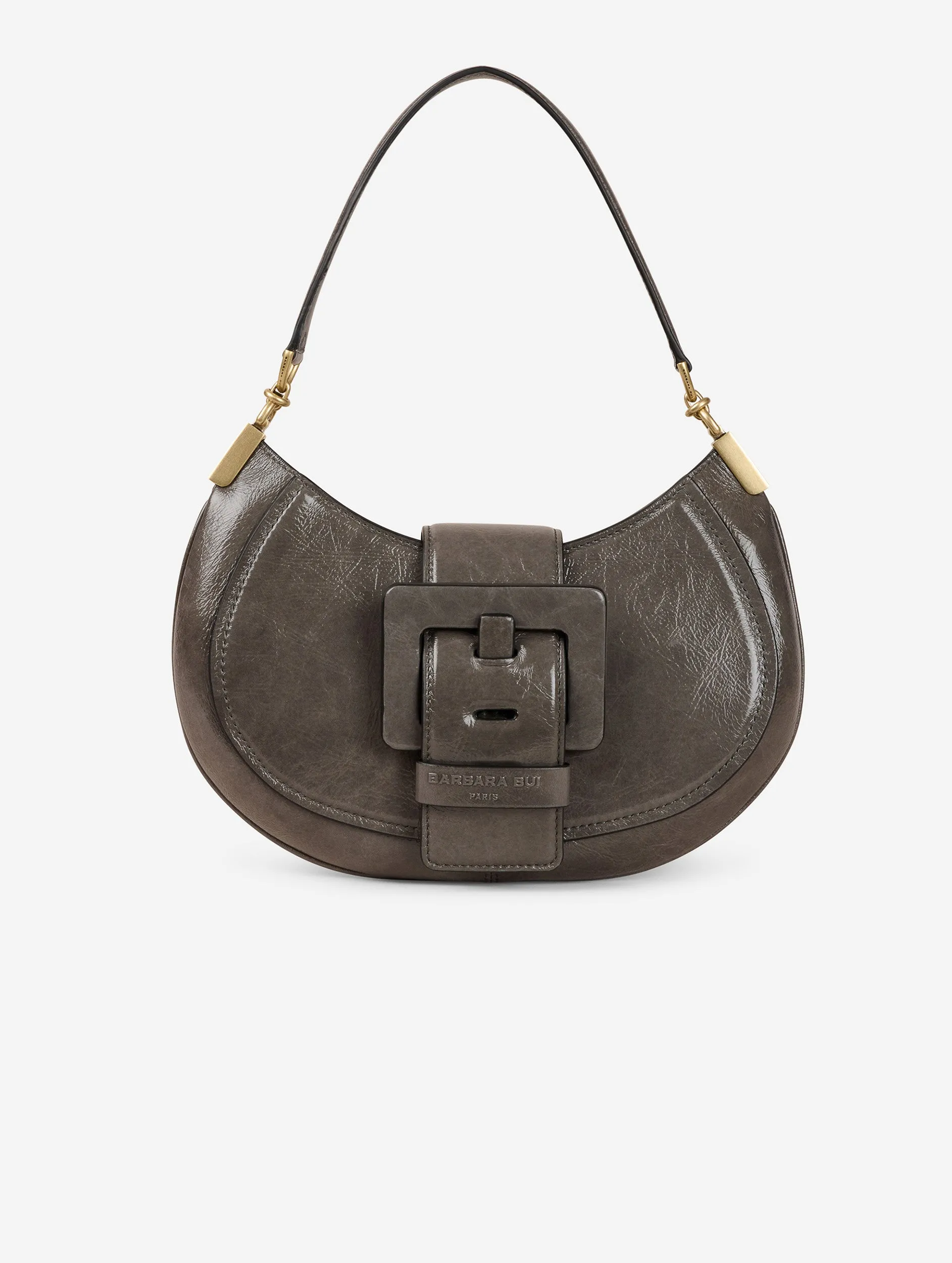 Grey patent leather KISS ME bag