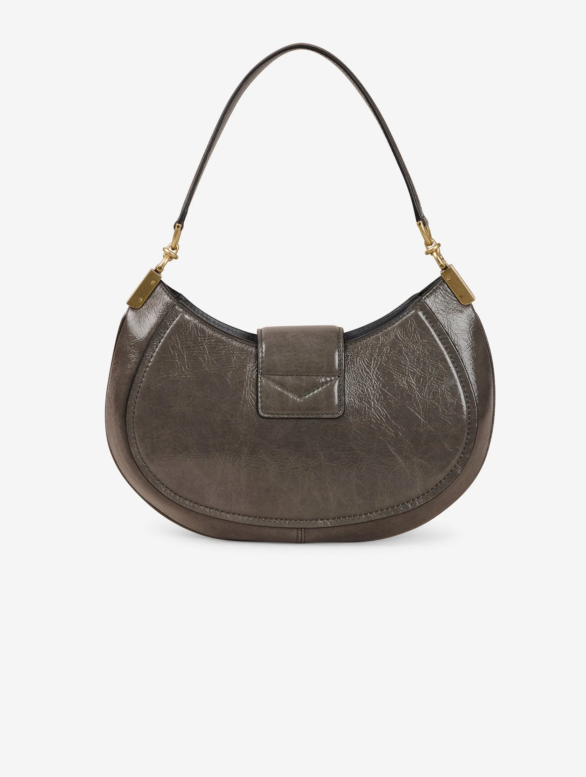 Grey patent leather KISS ME bag