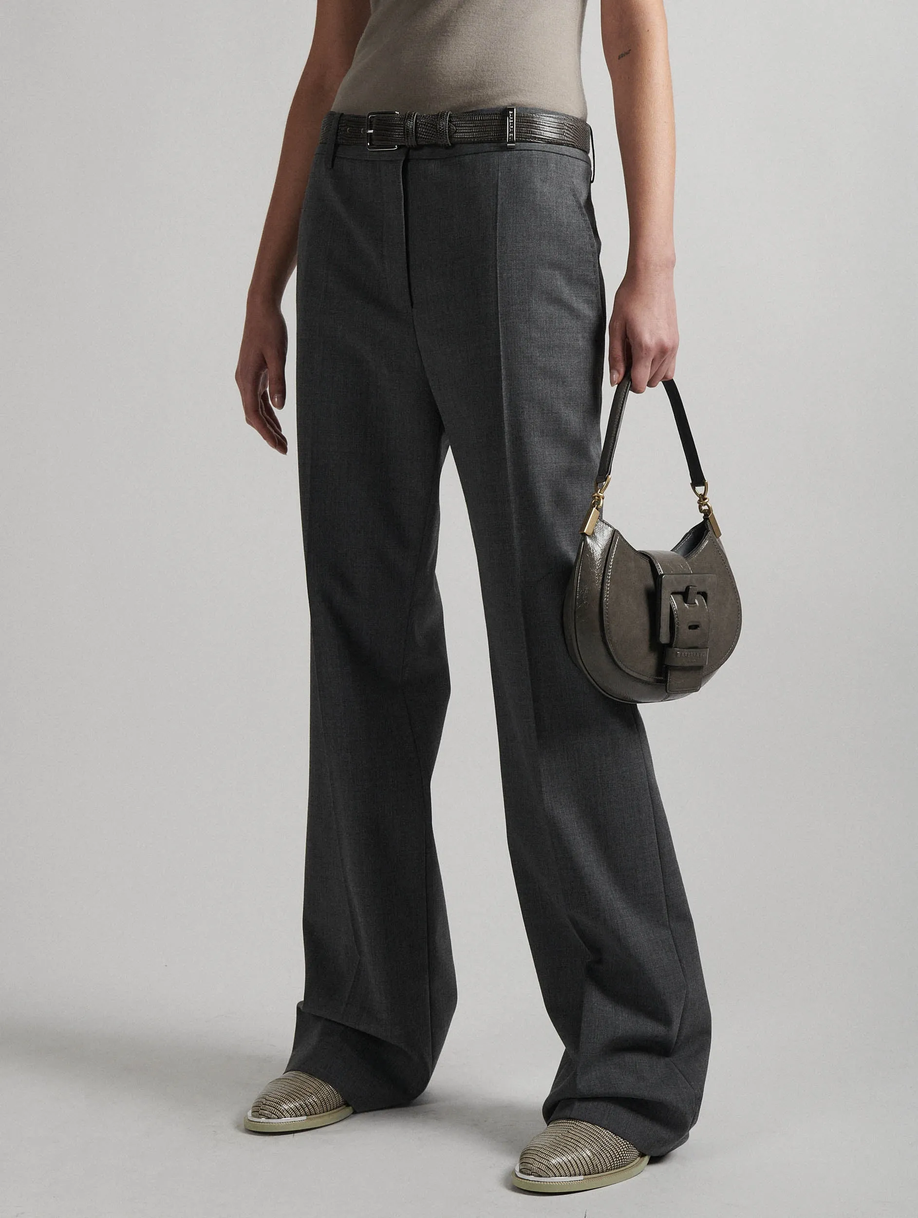 Grey patent leather KISS ME bag