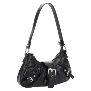 Grunge Buckle Baguette Shoulder Bag