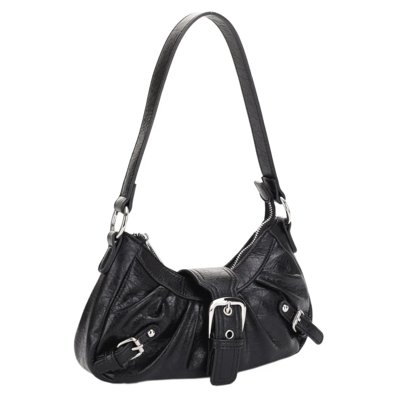 Grunge Buckle Baguette Shoulder Bag