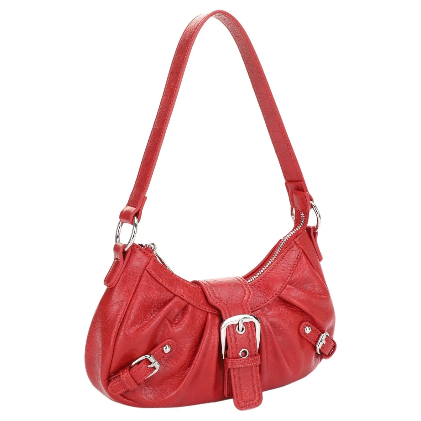 Grunge Buckle Baguette Shoulder Bag