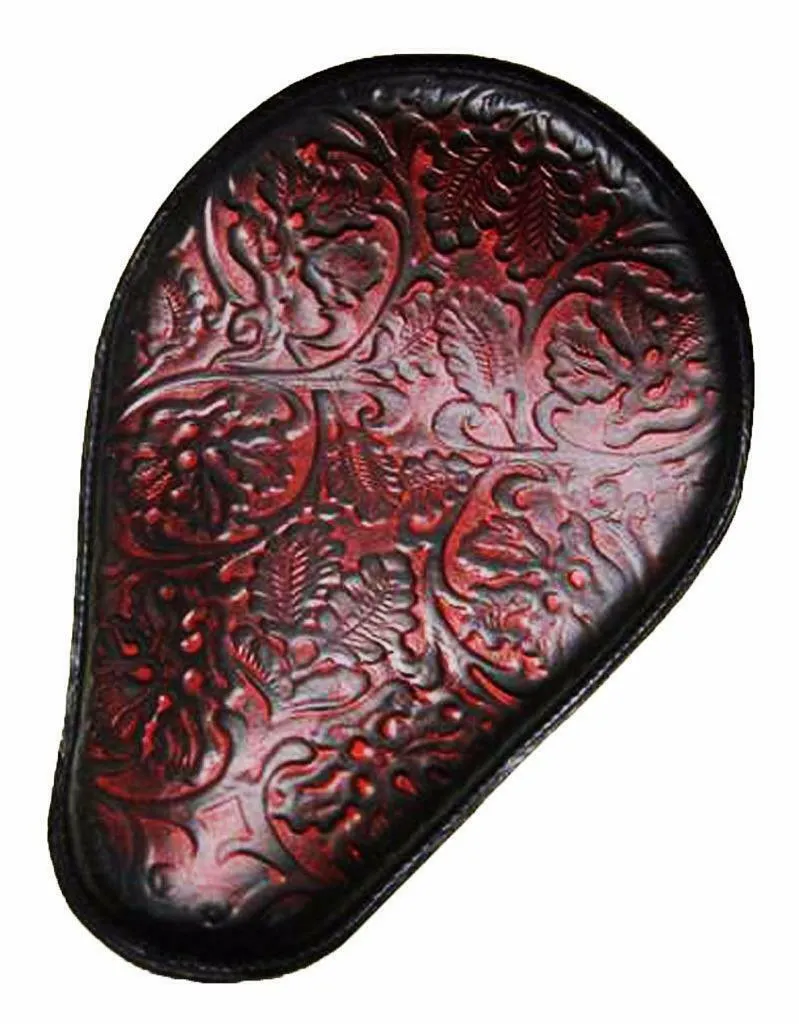 Harley Sportster Honda Spring Seat 10x13 Ant Red OakLeaf Leather Chopper Bobber