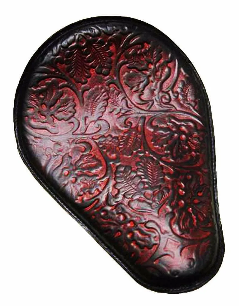 Harley Sportster Honda Spring Seat 10x13 Ant Red OakLeaf Leather Chopper Bobber