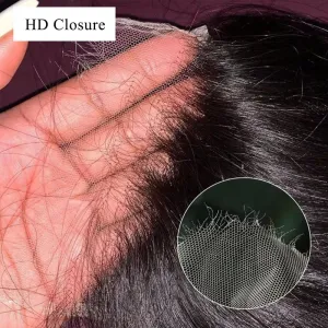 HD Closure: 5x5 6x6 7x7 2x6 All Textures 100% Virgin Hair