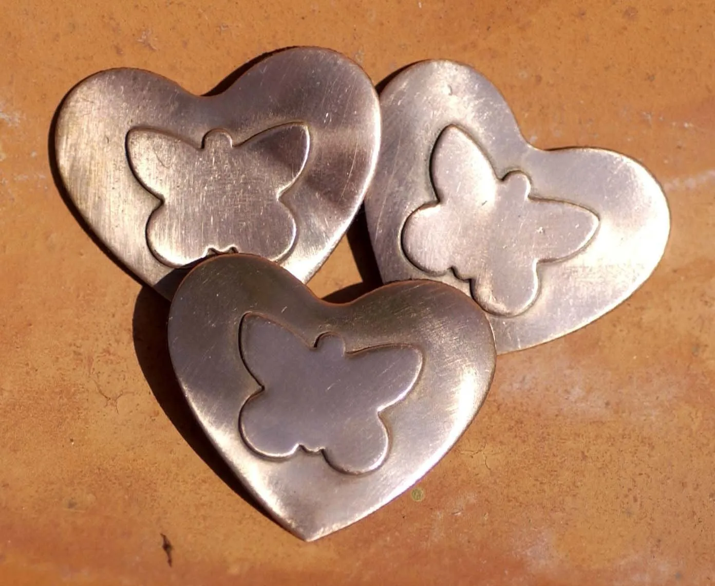 Hearts with Butterfly Embossed on metal blanks