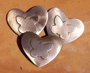 Hearts with Butterfly Embossed on metal blanks