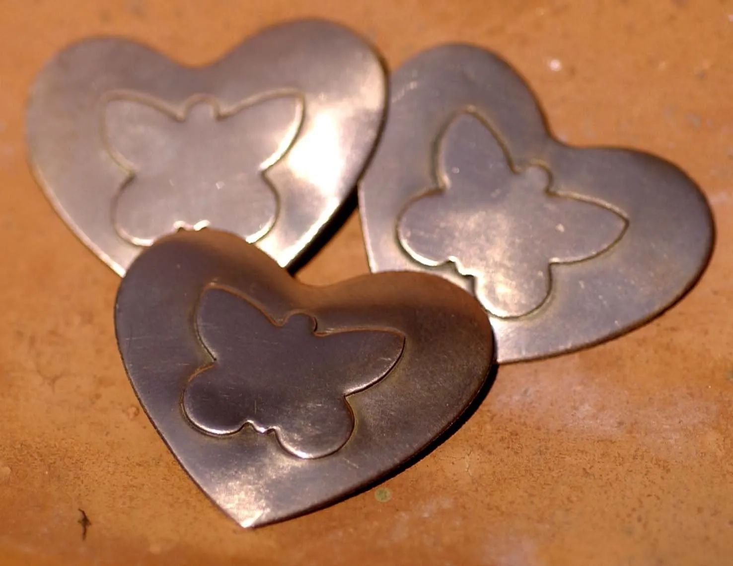 Hearts with Butterfly Embossed on metal blanks