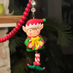 HOLIDAY ELF - YELLOW BOW (Set/3) MAGNETIC CHANDELIER ORNAMENT