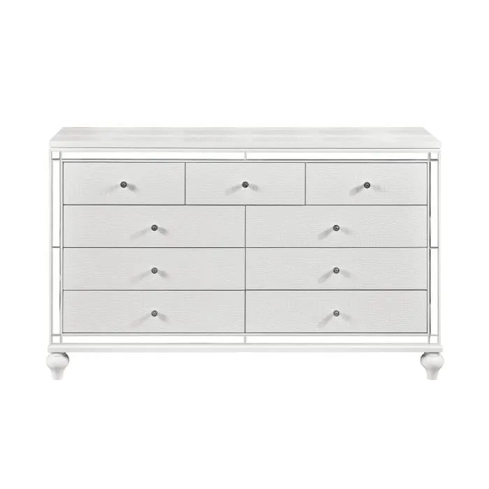 Homelegance Alonza 9 Drawer Dresser in White 1845-5