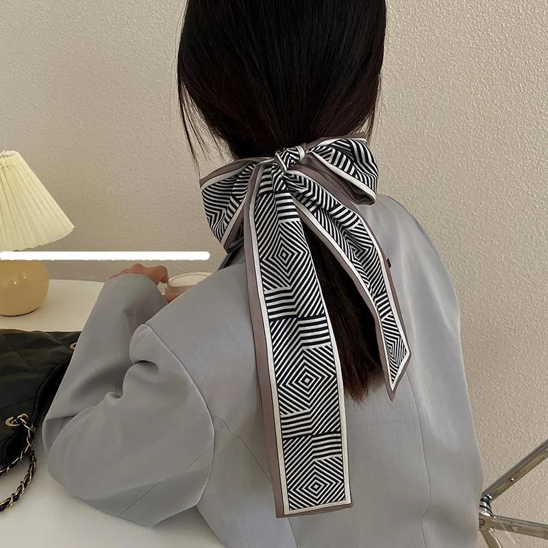 Houndstooth Long Silk Scarf