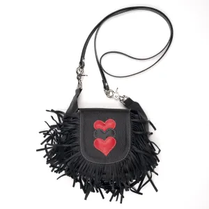 HR53  Fringed Clip Pouch w/ Hearts