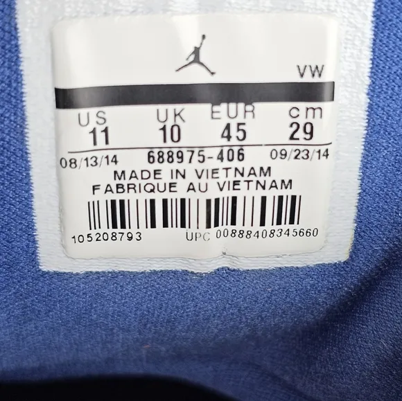 Jordan Velocity 'French Blue' Classic Sneaker Size 11 688975-406