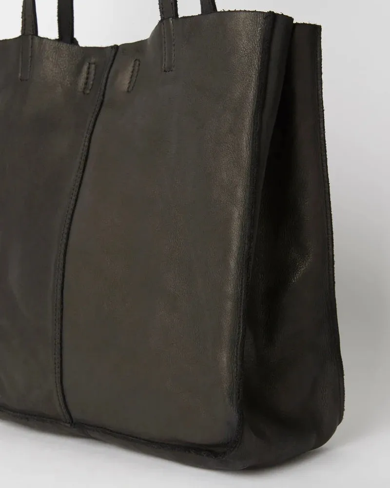 JUJU & CO Baby Unlined Leather Tote - Black