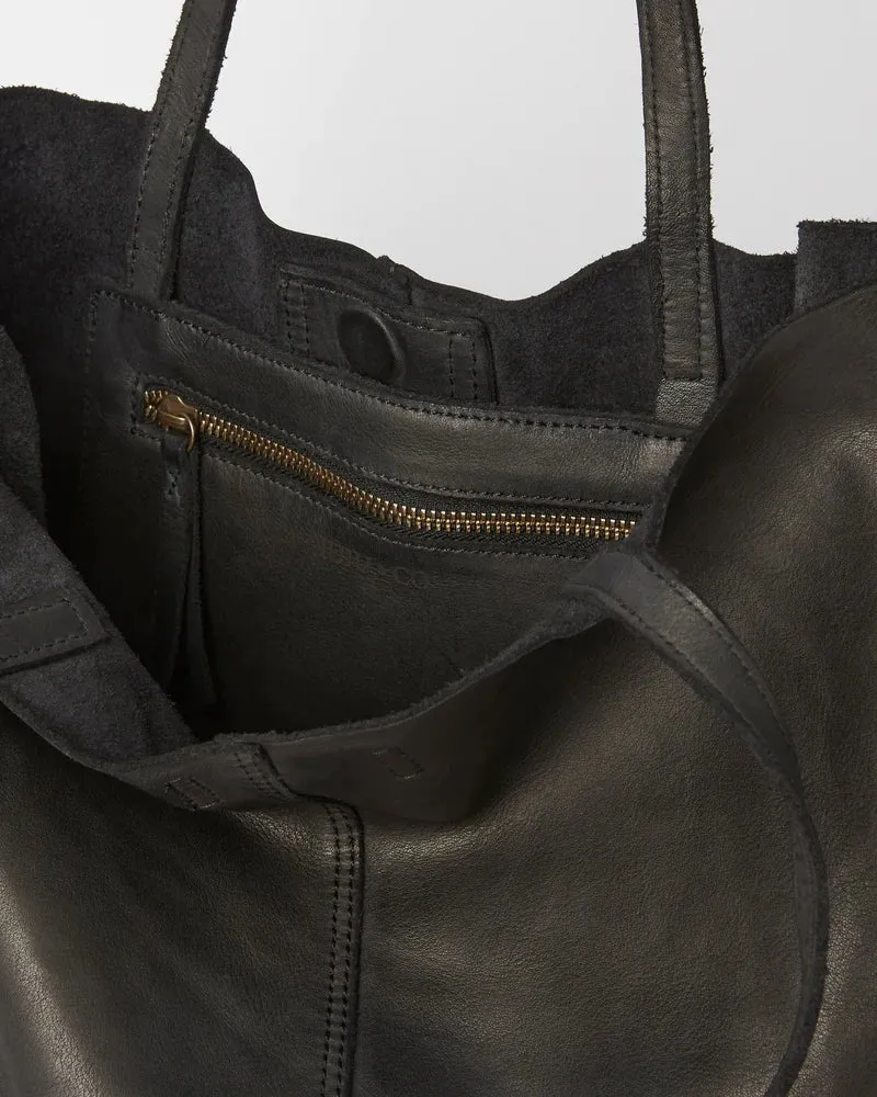 JUJU & CO Baby Unlined Leather Tote - Black
