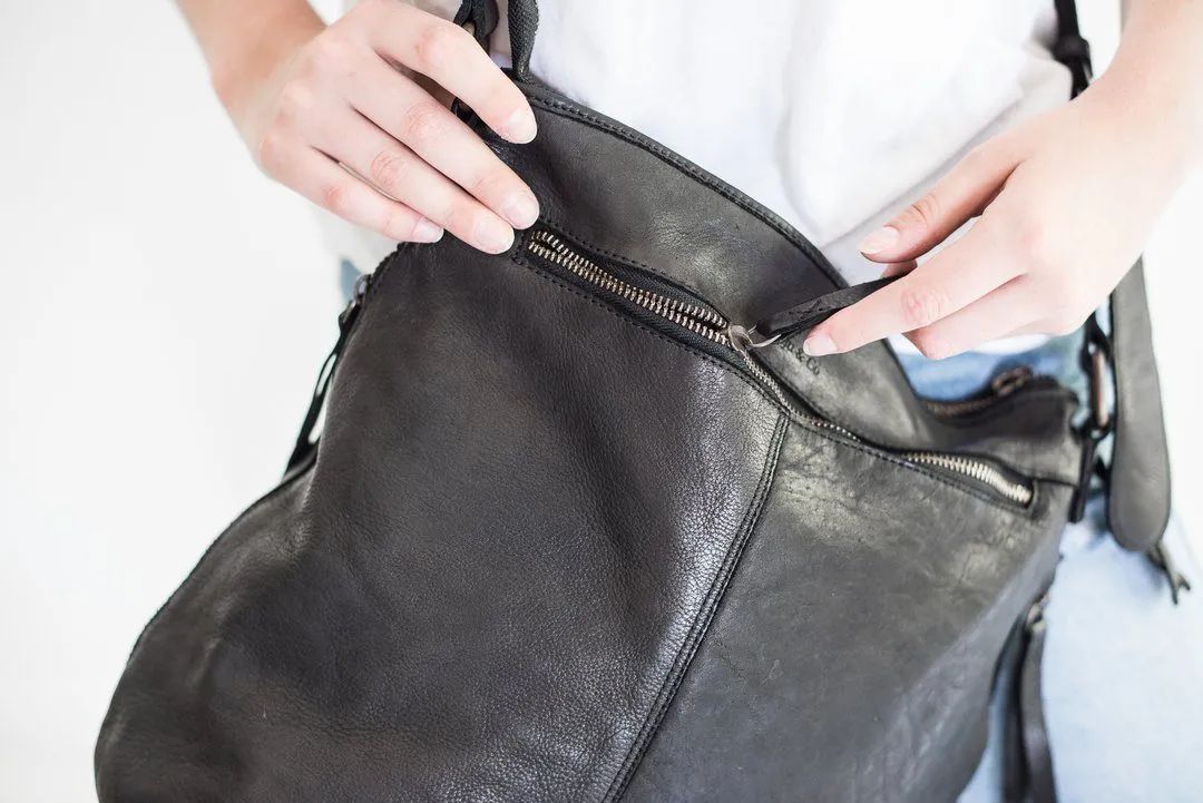 JUJU & CO Perforated Leather Slouchy - Black