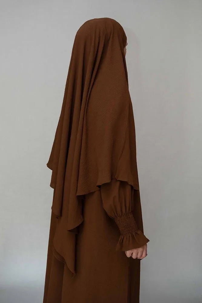 Kalean Travel Abaya Dress in Non-Wrinkling Fabric, Coffee
