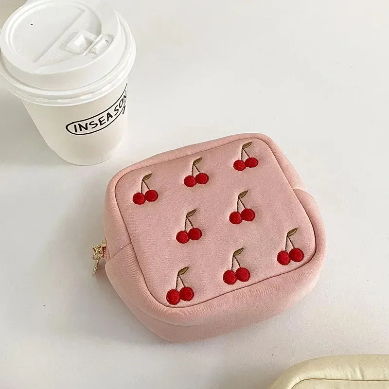 Kawaii Cosmetic Organizer Bag 🎀 | Cute Sanitary Pad & Makeup Holder 🌸 | Portable & Washable Storage for Girls✨