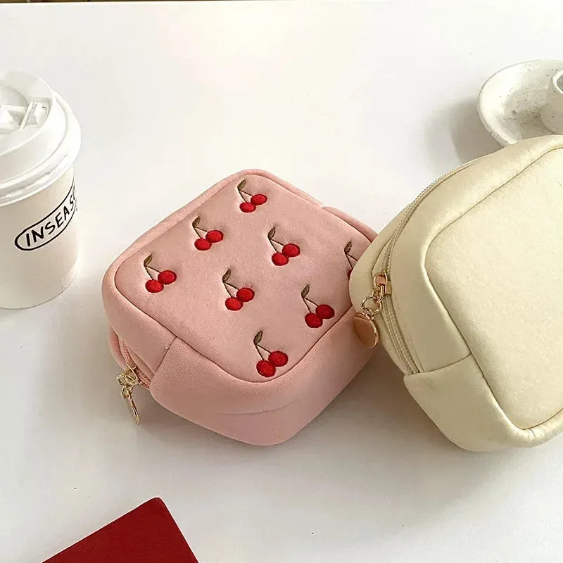 Kawaii Cosmetic Organizer Bag 🎀 | Cute Sanitary Pad & Makeup Holder 🌸 | Portable & Washable Storage for Girls✨