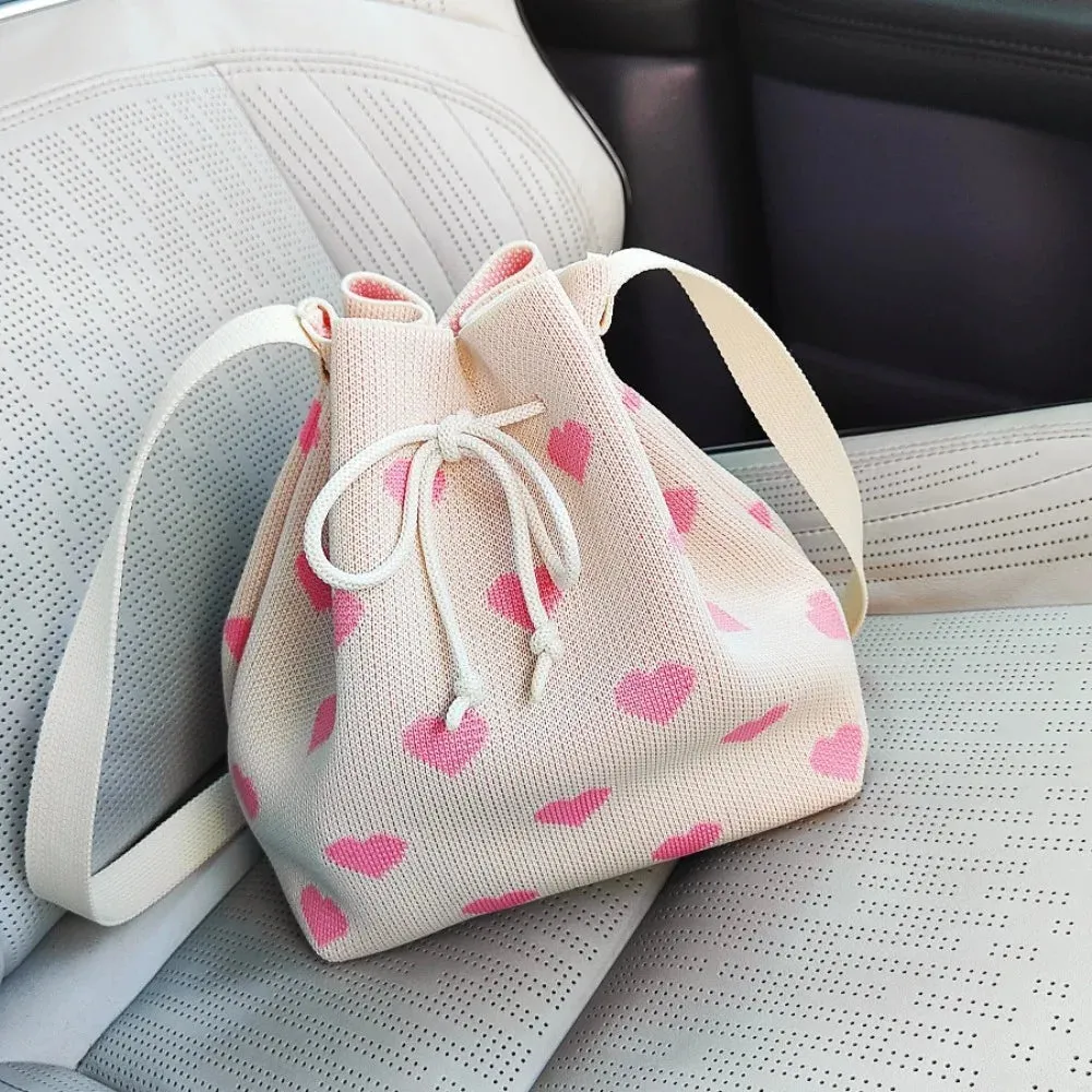 Kawaii Cozy Knitted Bucket Bag 🌈✨ | Large Capacity Shoulder Tote for Daily Adventures 💖🎒
