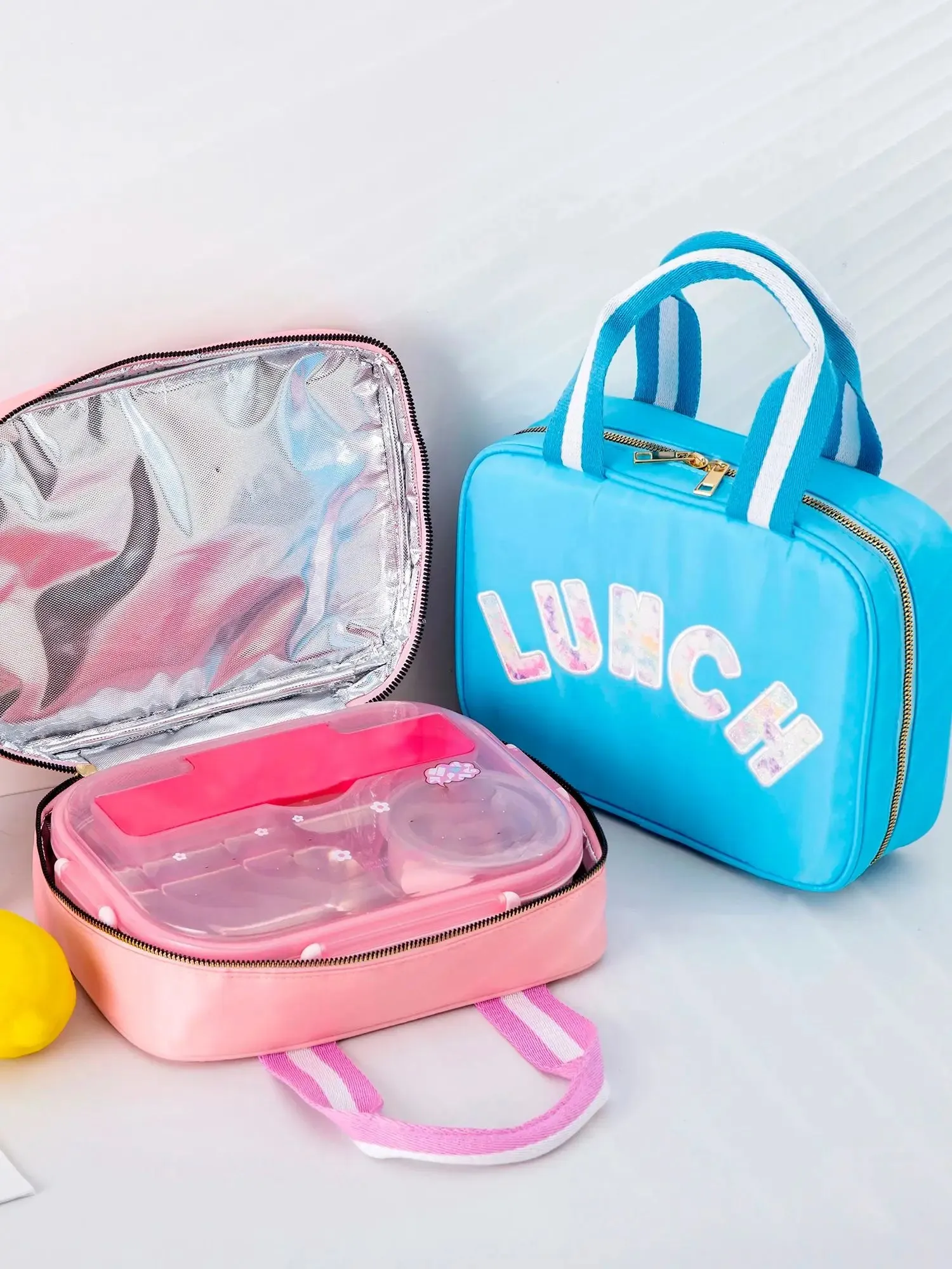 Kawaii Nylon Insulated Lunch Tote 🌈✨ | Adorable Reusable Cooler Bag with Chenille Letters for Kids & Travel 🥪💖