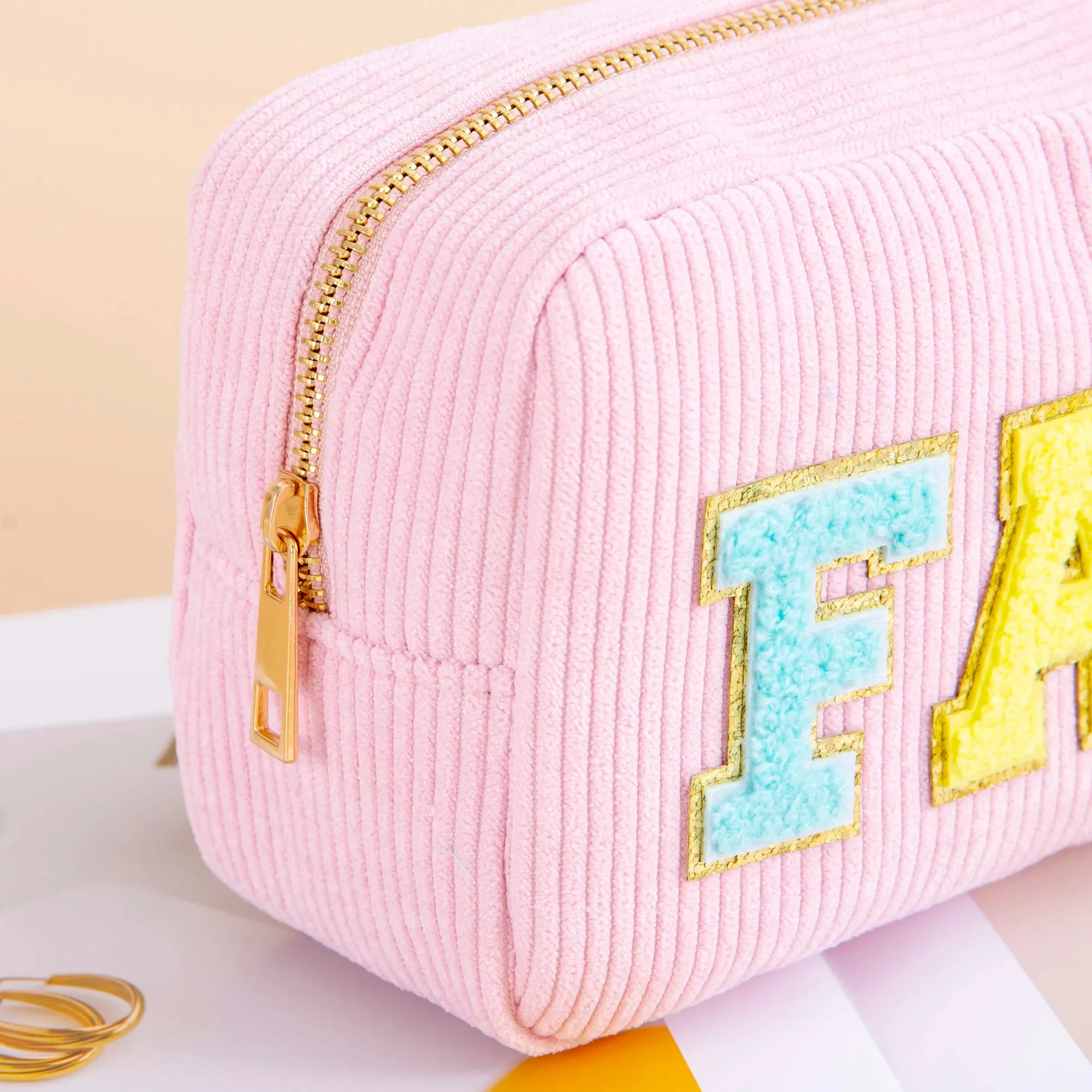 Kawaii Purple Chenille Letter Cosmetic Pouch ✨🎀 Cute Makeup Organizer for Teens & Women 🌸 Travel Essential