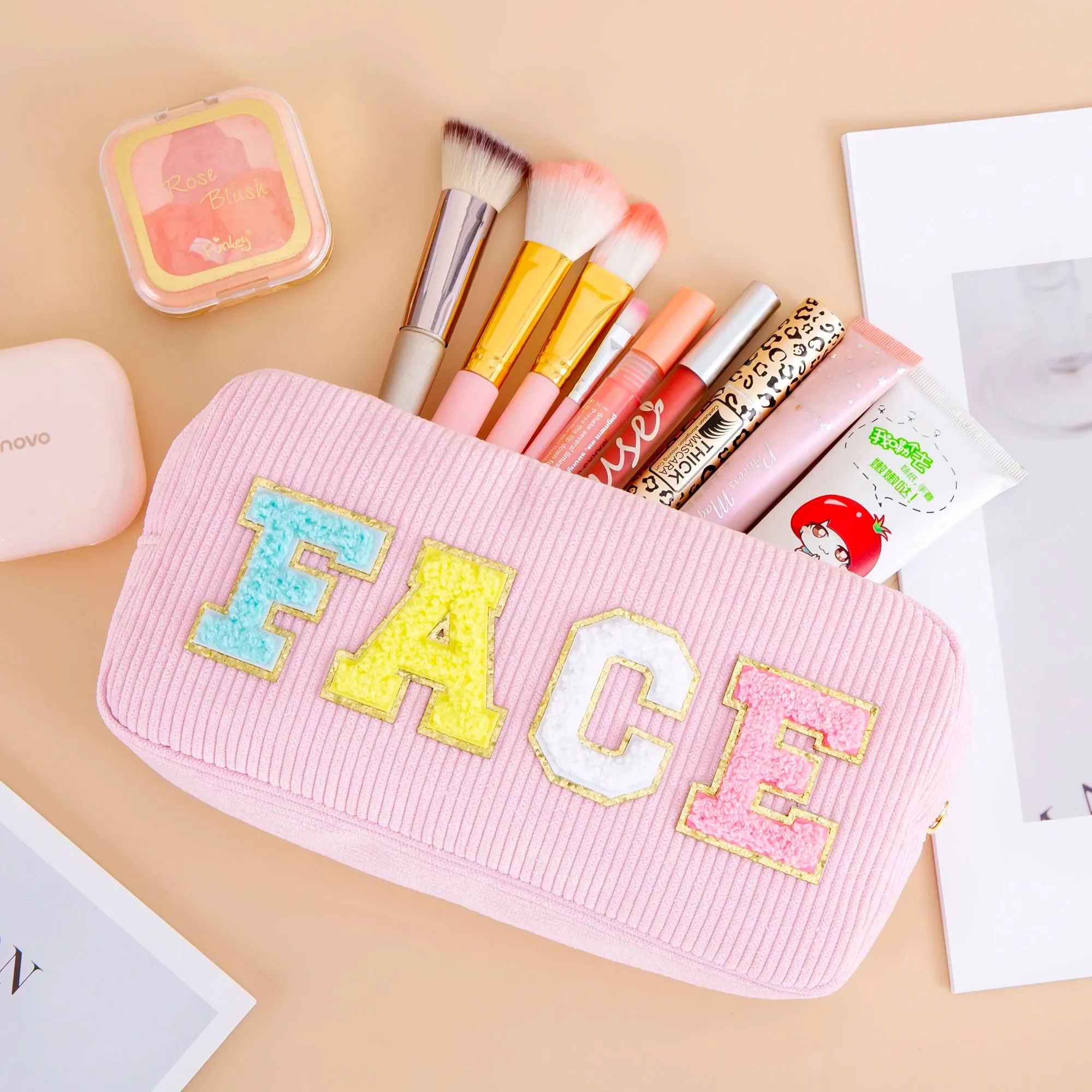Kawaii Purple Chenille Letter Cosmetic Pouch ✨🎀 Cute Makeup Organizer for Teens & Women 🌸 Travel Essential