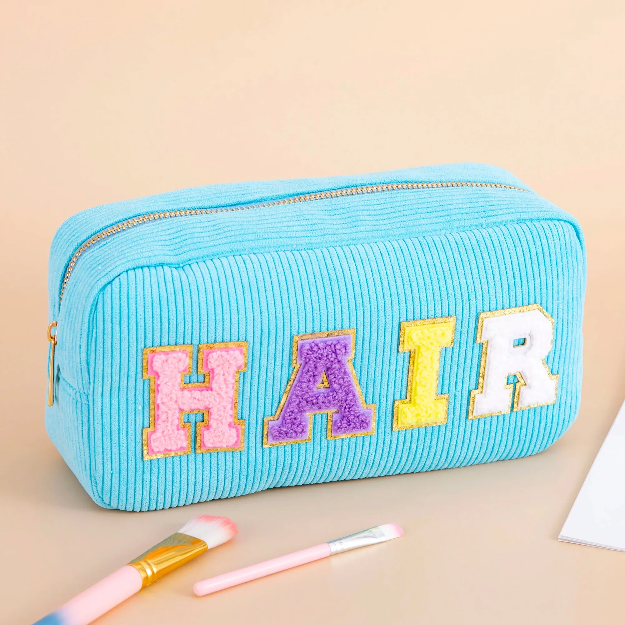 Kawaii Purple Chenille Letter Cosmetic Pouch ✨🎀 Cute Makeup Organizer for Teens & Women 🌸 Travel Essential