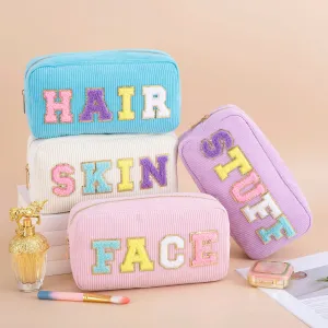 Kawaii Purple Chenille Letter Cosmetic Pouch ✨🎀 Cute Makeup Organizer for Teens & Women 🌸 Travel Essential