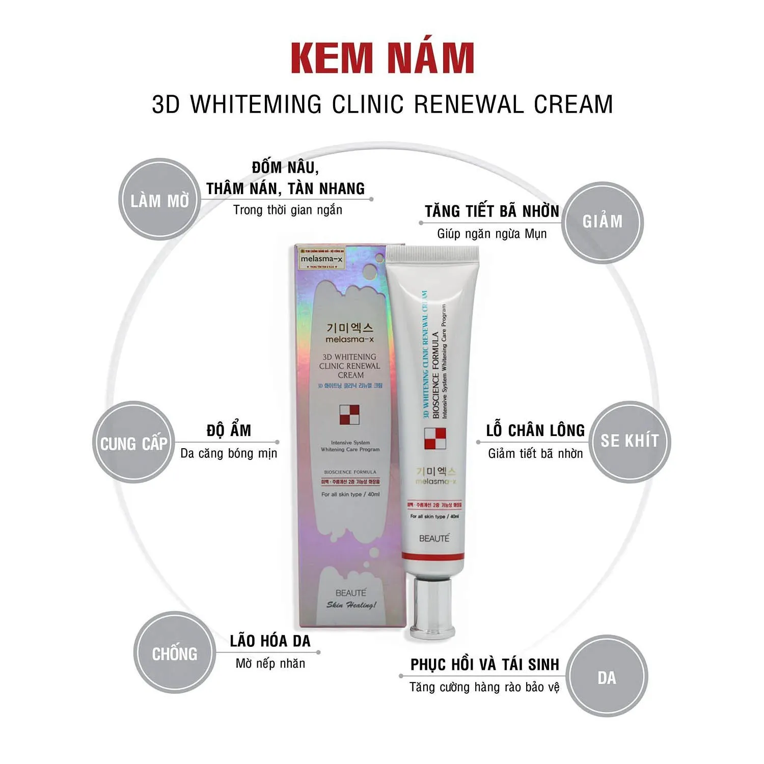 Kem Mờ Nám Melasma-x 3D Whitening Clinic Cream 40ml