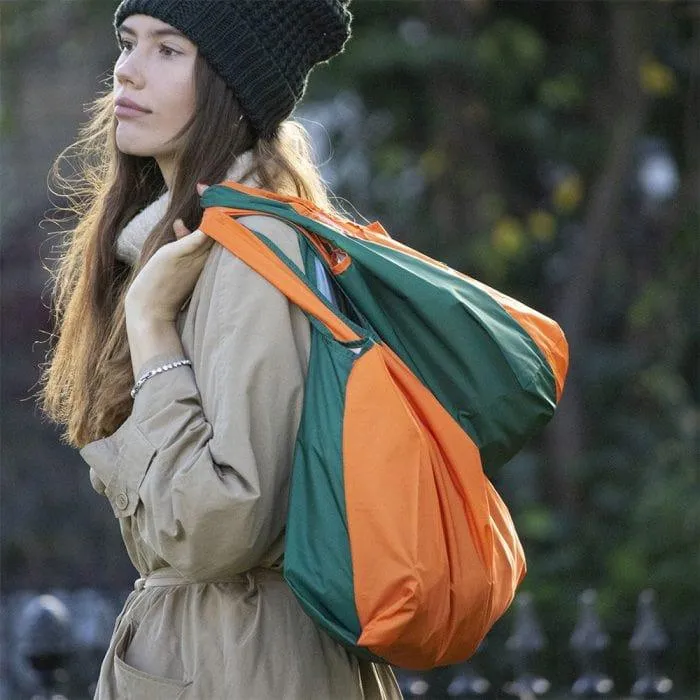 KIND BAG Reusable Bag - Medium| Bicolour Green & Orange