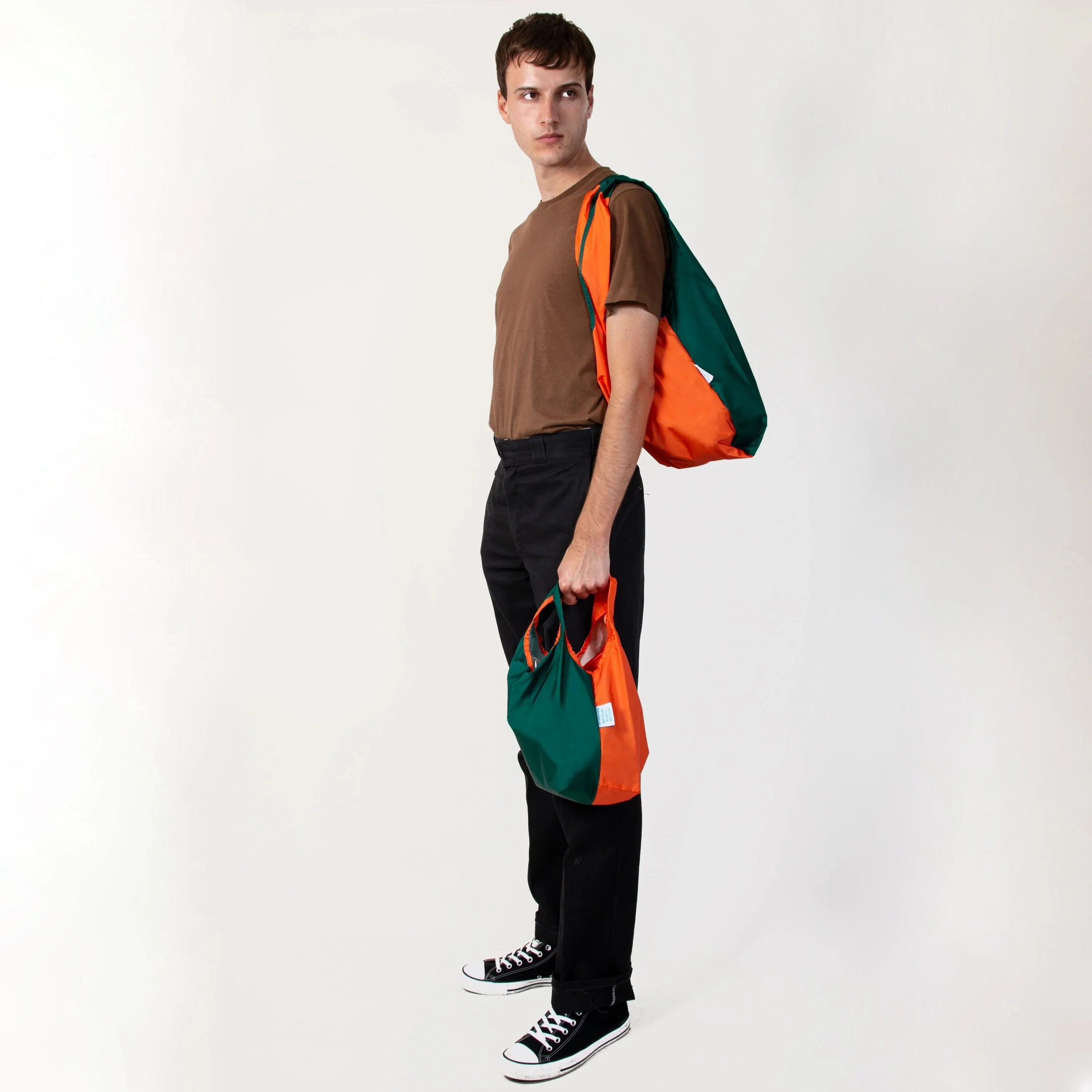 KIND BAG Reusable Bag - Medium| Bicolour Green & Orange