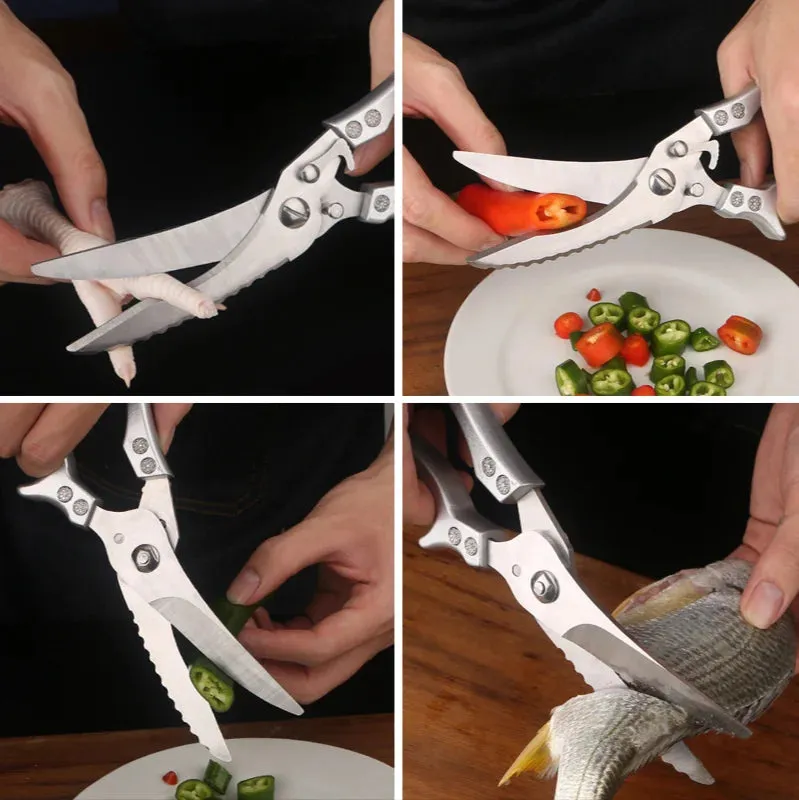 Kitchen Scissors Multifunctional Stainless Steel Food Scissors Chicken Bone Meat Fish Vegetable Cutting Trimming Shears