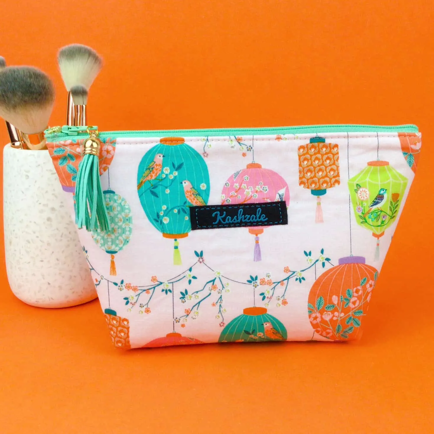 Lanterns Medium Cosmetic Bag. Pale Pink Cosmetic Bags