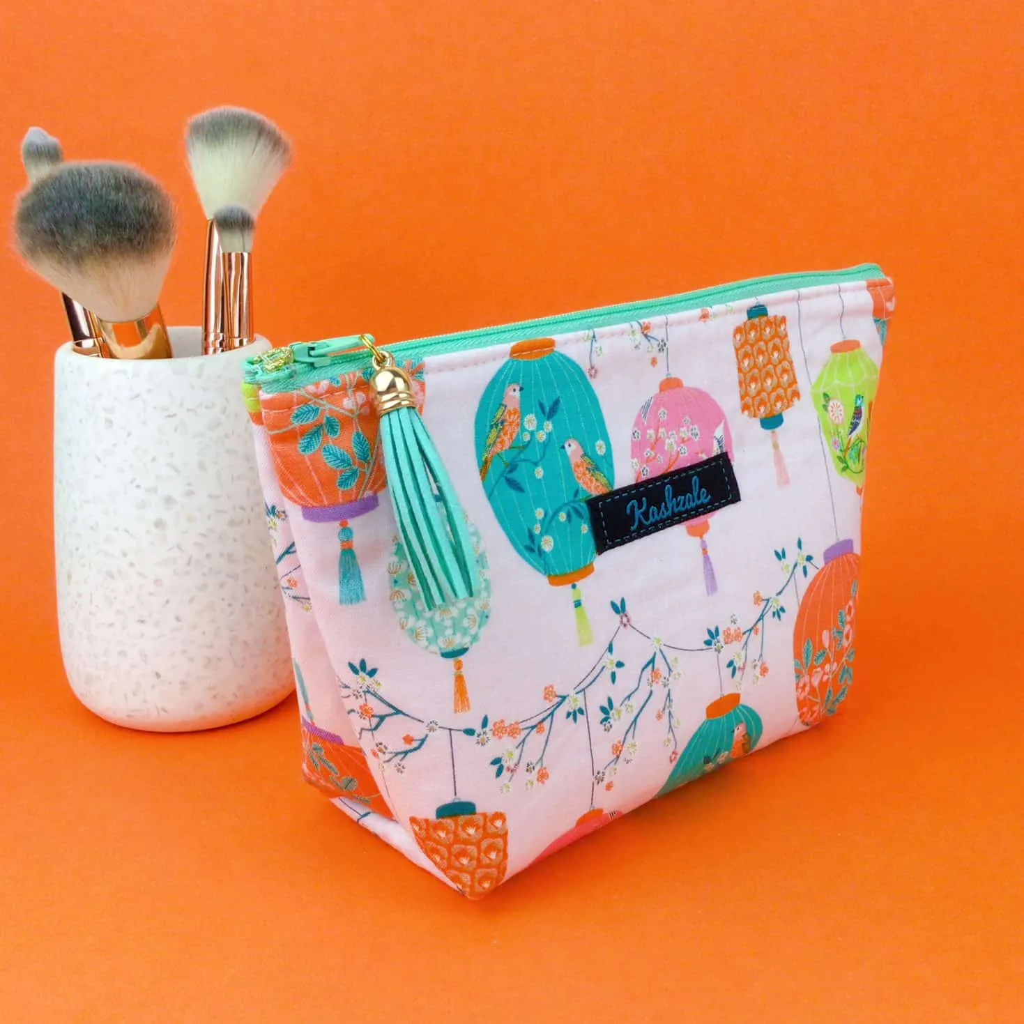 Lanterns Medium Cosmetic Bag. Pale Pink Cosmetic Bags