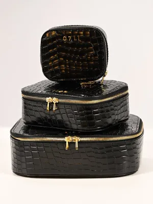 Large Black Ela Cosmetic Bag