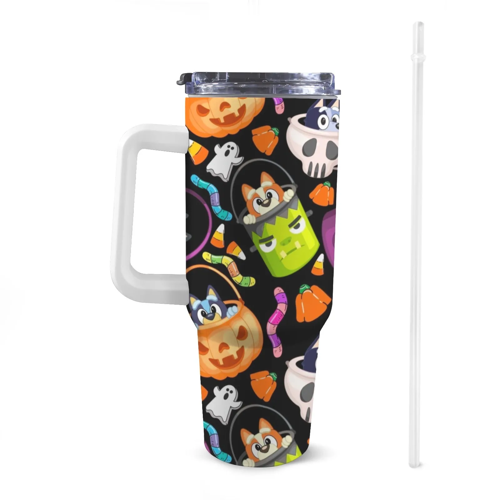 Large Stainless Steel Insulated Travel Flask with Handle – Spooky Edition
