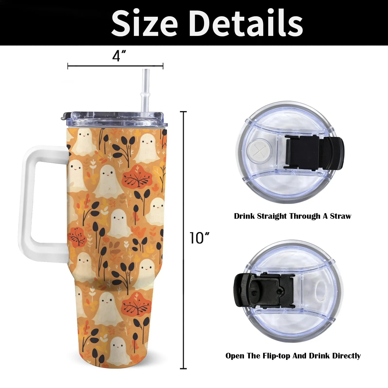 Large Stainless Steel Insulated Travel Flask with Handle – Spooky Edition