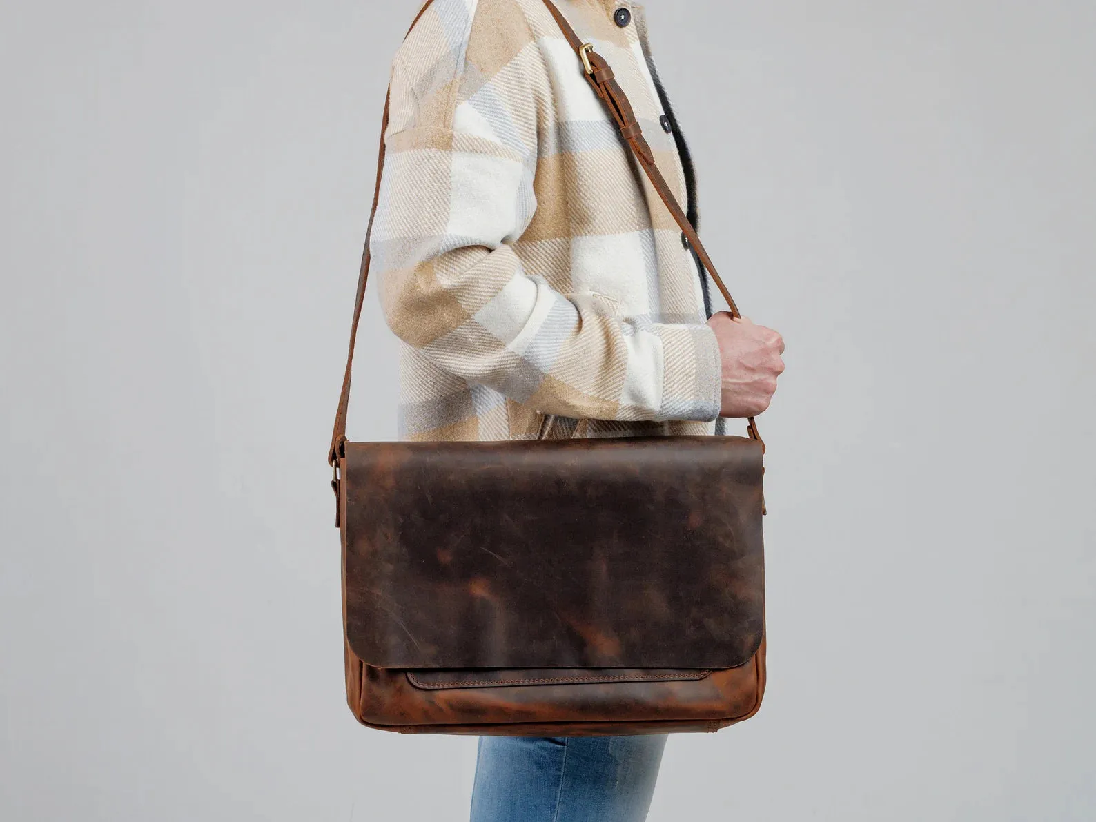 leather messenger bag laptop shoulder bag
