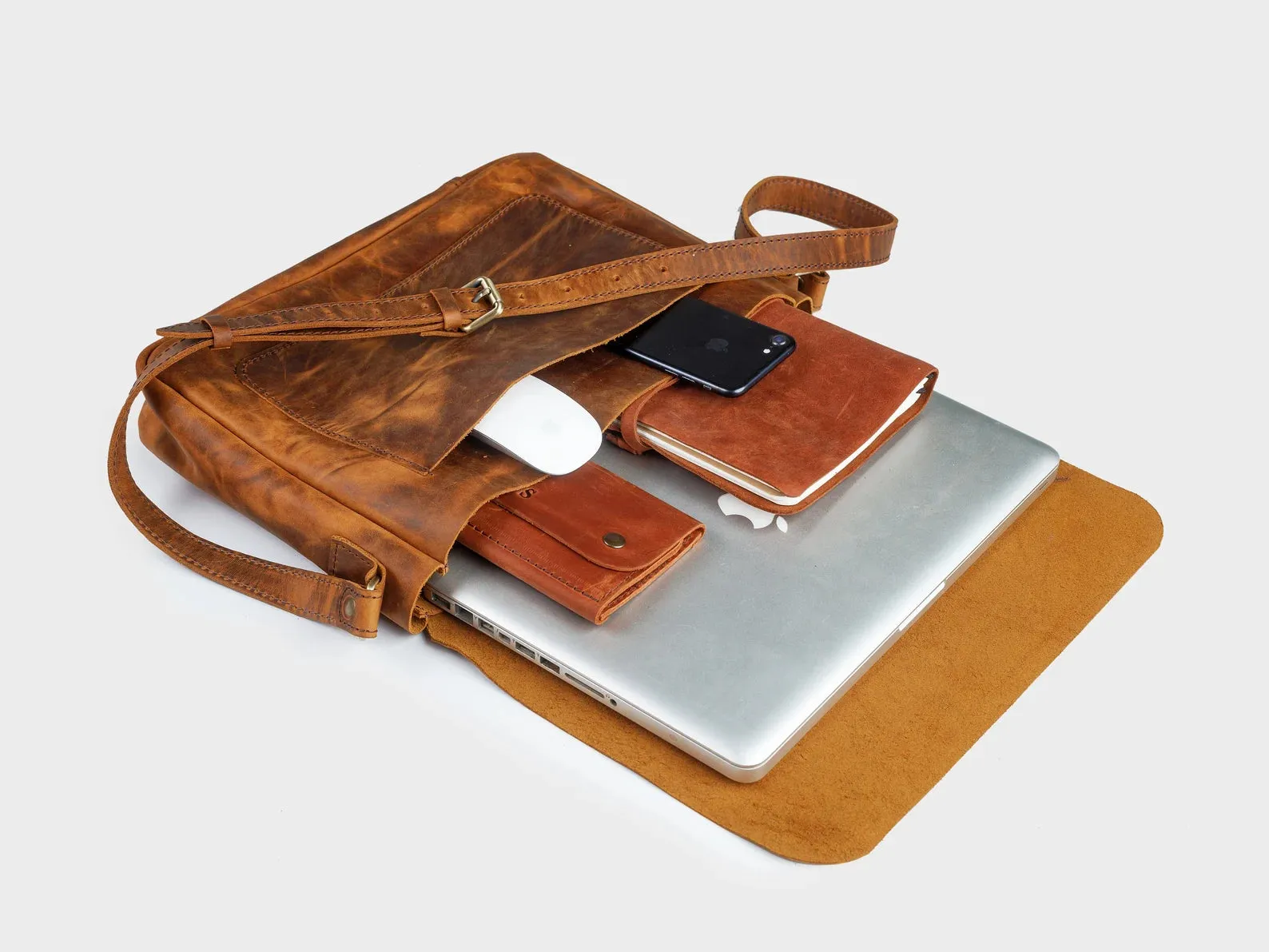 leather messenger bag laptop shoulder bag