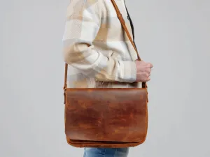 leather messenger bag laptop shoulder bag