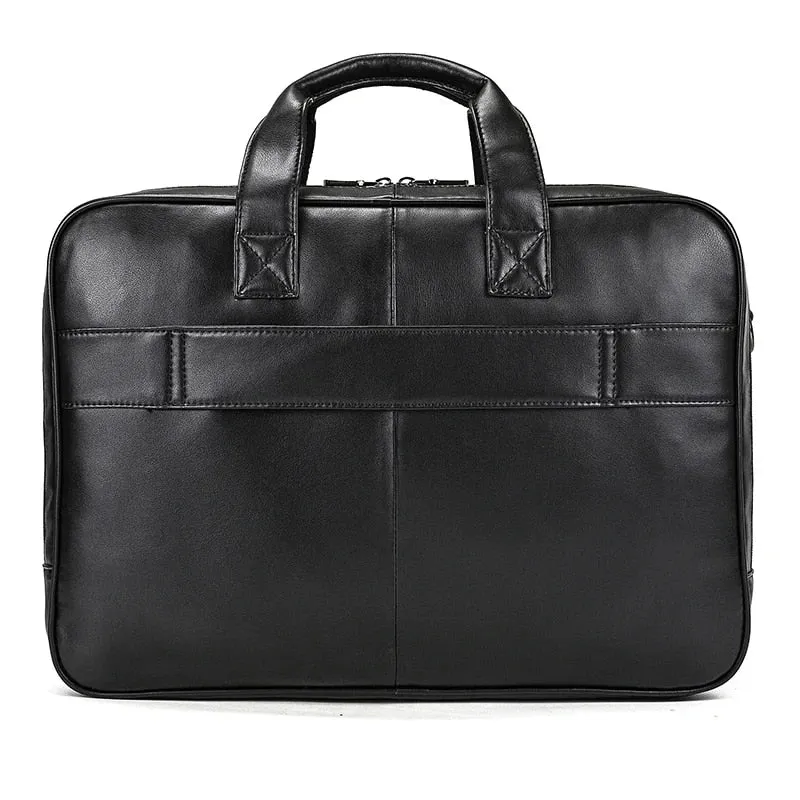 Leather Travel Briefcase 17inch Laptop Business Man Bag